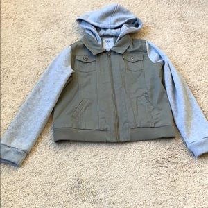 Girls khaki denim/sweatshirt jacket